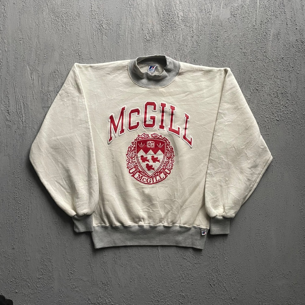 Vintage McGill University Sweatshirt Men Large White 90s Russell Athletic